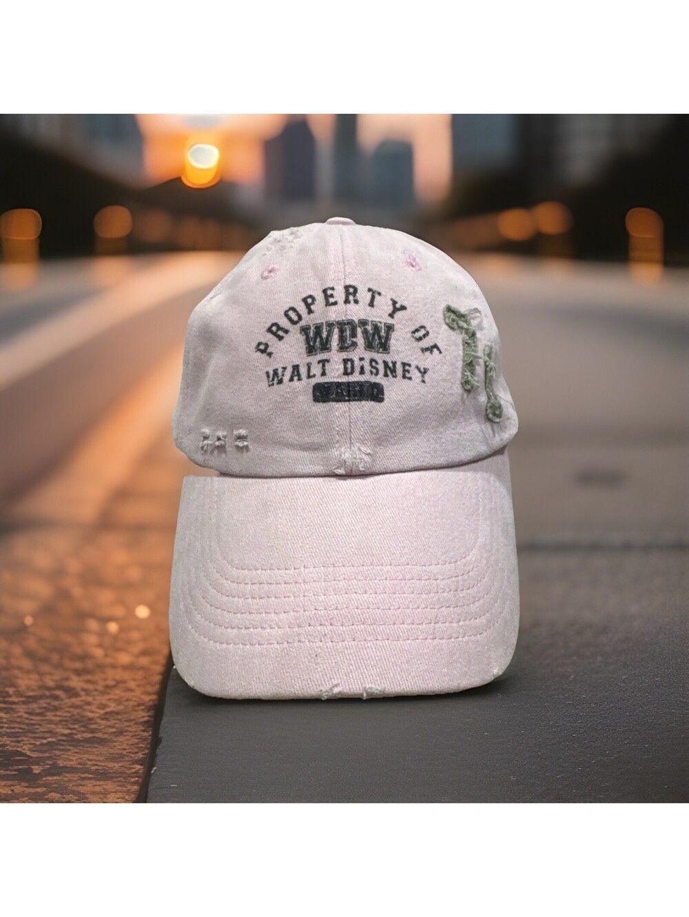 Disney Parks WDW Walt Disney World Property Pink Distressed Adjustable Hat Cap